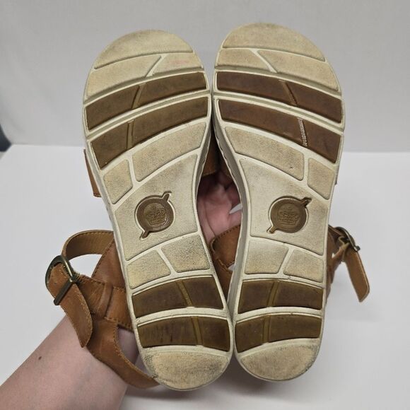 Born Genie Tan Leather Ankle Strap Platform Wedge Sandals Women's 10 - Picture 8 of 8